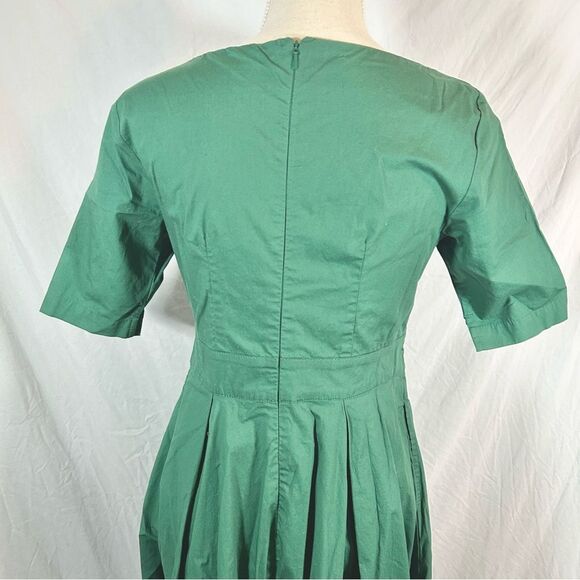 eShakti Pleated Fit Flare Dress Sleeve V-Neck  Sz 4 - Picture 3 of 6